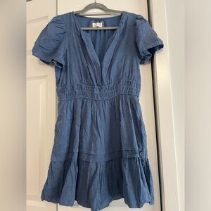 Embroidered Blue Somerset Mini Dress